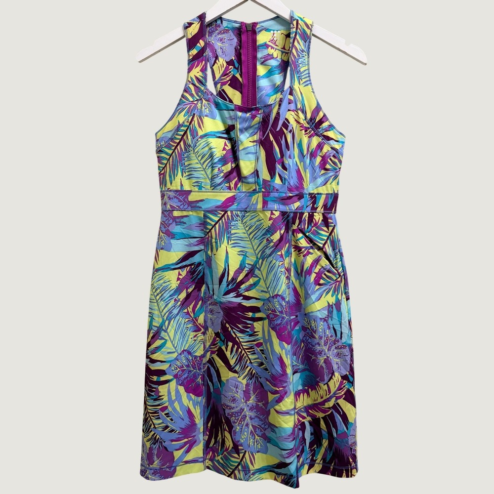 Title Nine Arabella Nimblene Racerback Dress Size 2 Small Purple Tropical Hiking